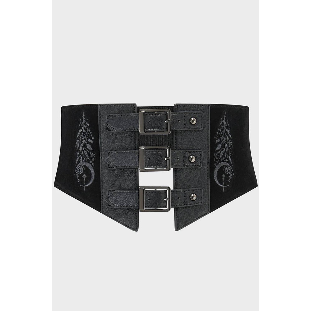 Killstar Nyx corset Embroidered Corset Cinch Belt Triple Buckle Gothic XS S